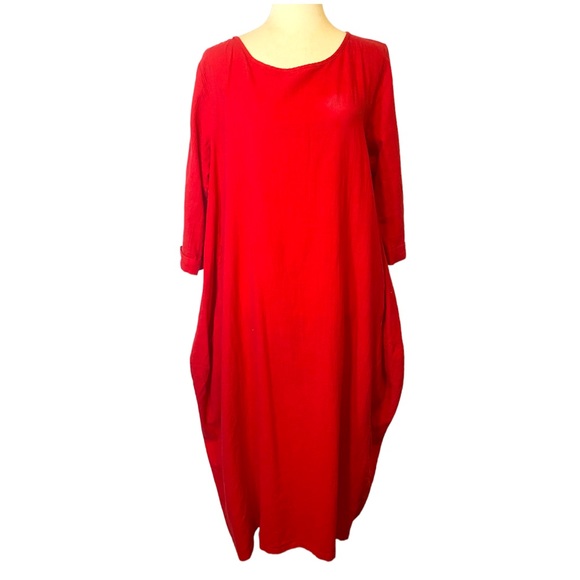Red Cotton Maxi Dress - Picture 2 of 16